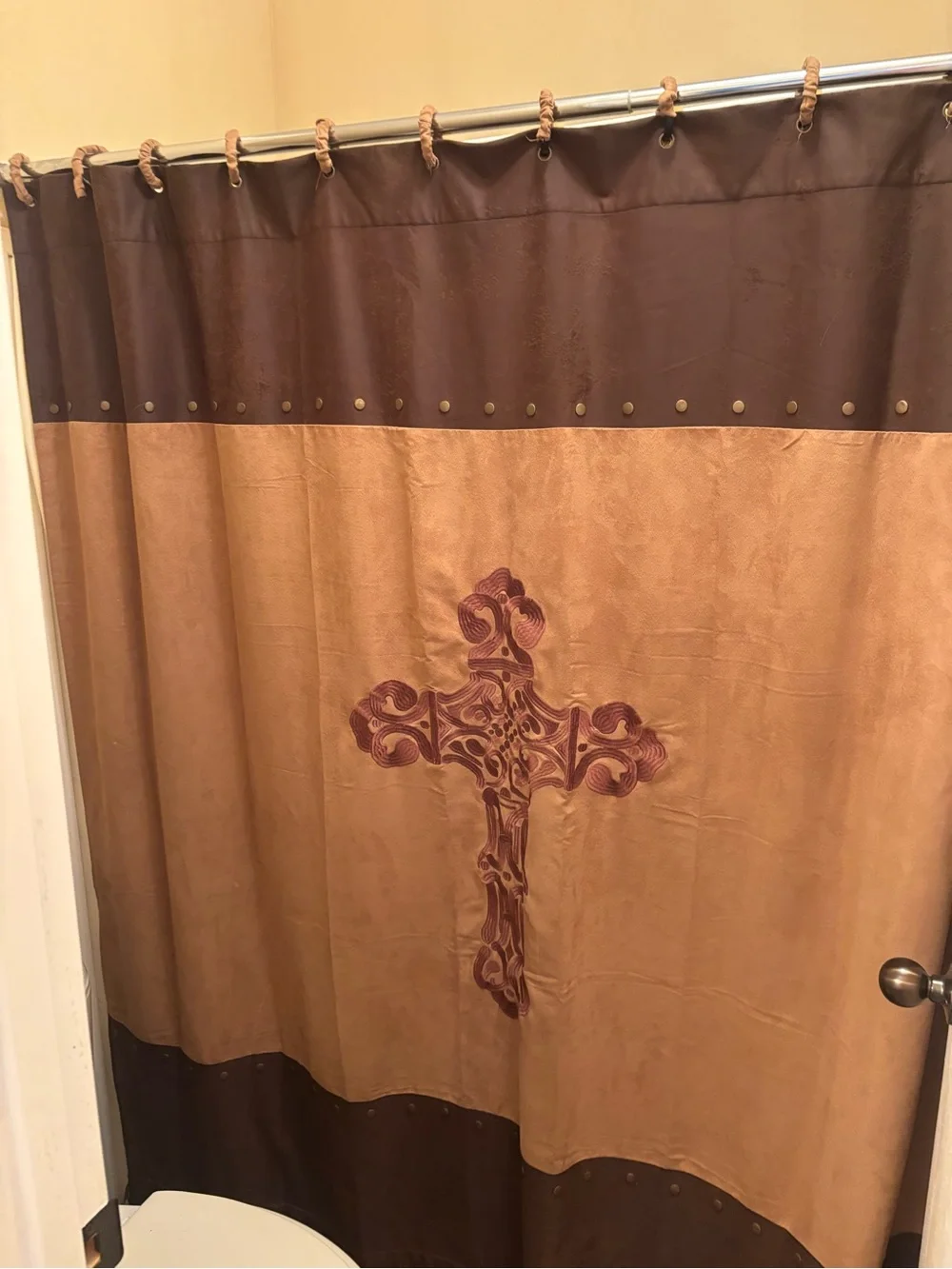 Western Brown Cross Shower Curtain - Home Bath
